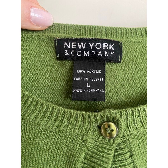 New York and Company Green Cardigan Sweater Size Large EUC - Picture 2 of 7